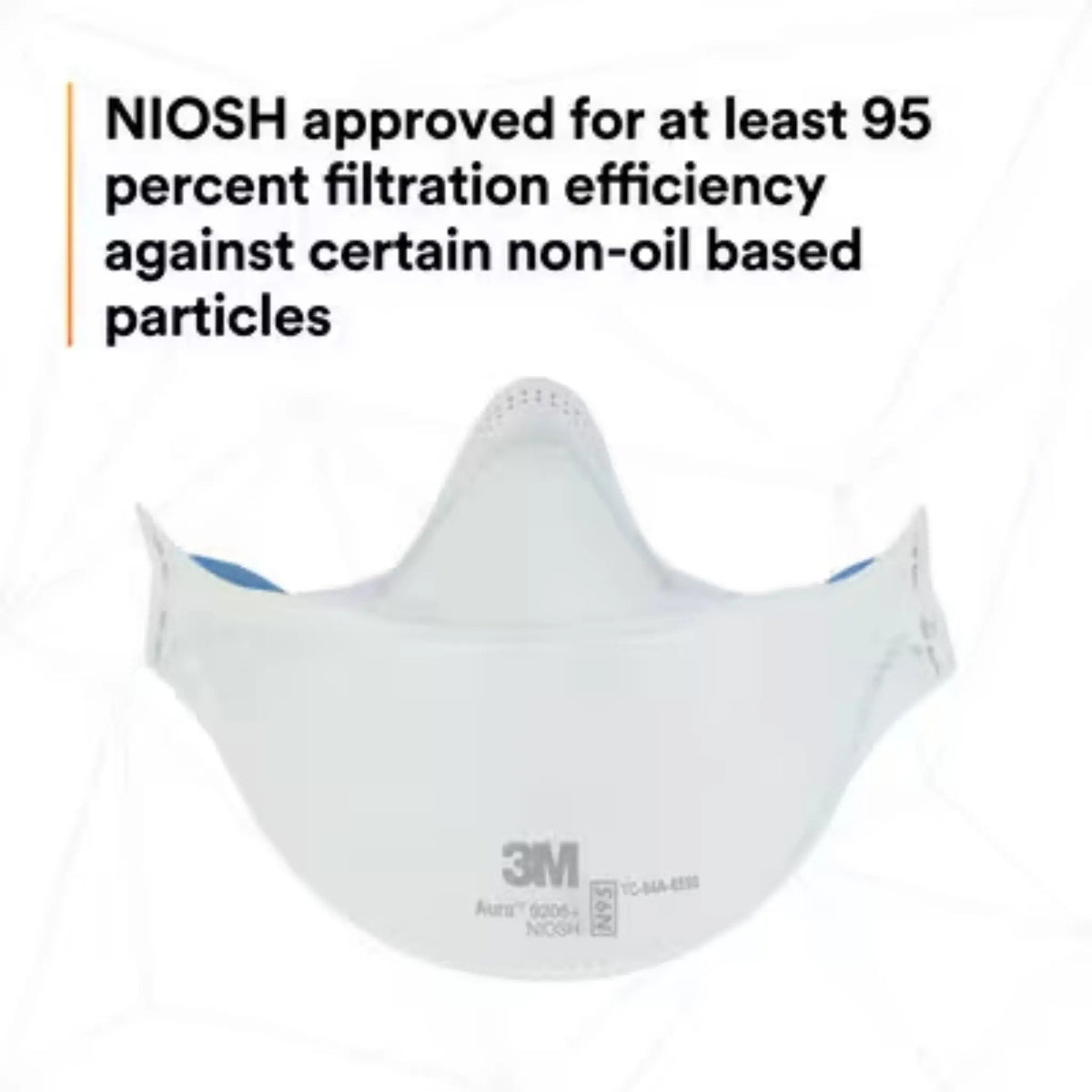 3M 9205+ N95 Aura Particulate Respirator Mask, White, Standard